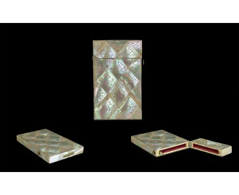 Antique Mother Of Pearl Calling Card Case, 3½ x 2¼ Inches