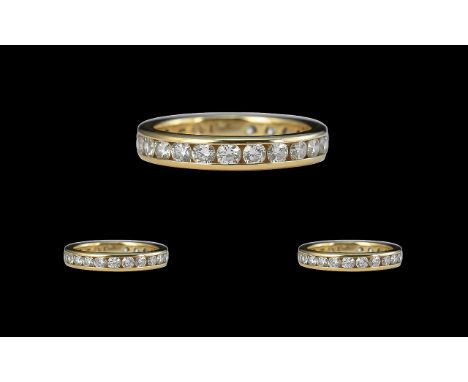 18ct Gold Superb Quality Diamond Set Full Eternity Ring, Set with Top Quality Diamonds and Well Matched. Est Diamond Weight 1