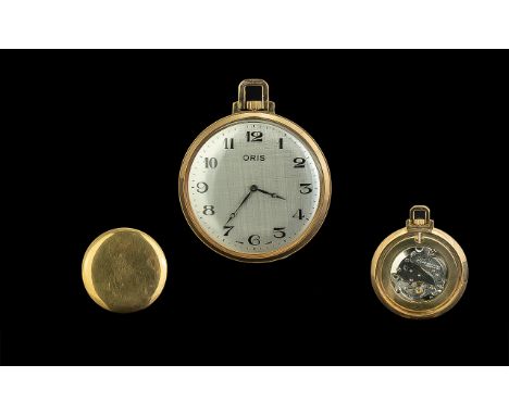 Oris Watch Co. Signed Seven Jewels Keyless Gold Filled Slimline Pocket Watch, with Mother-of-Pearl dial, circa 1950's. Not te