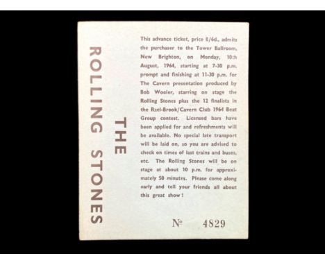 The Rolling Stones Original Ticket - Unused 10.08.1964 for their show at New Brighton Tower Ballroom.