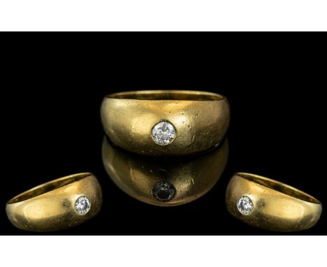 18ct Gold Gypsy Set Diamond Ring, set with a round cut diamond, fully hallmarked, ring size Z1/Z2.  Weight 15 grams.  