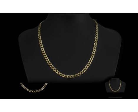 Unisex 9ct Gold Hollow Curb Necklace From Goldsmiths Jewellers. In As New Condition. Hallmarked for 9ct. Approx 18 Inches In 