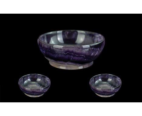 Blue John Gems Stone Bowl, made from twelve vein Blue John, with certificates stating item belonged to a private collector 23