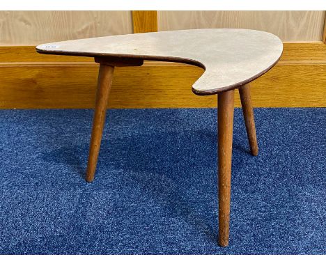 1950's Easel Shaped Coffee Table, formica top, three turned supports.  Measures 14" high x 21" long.