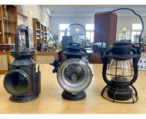 Railway Interest - Three Railway Lamps, one marked NYCS , New York, USA, one marked Eastgate &amp; Son Ltd., Birmingham 1940,