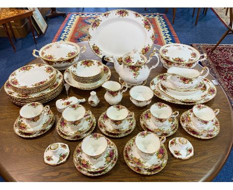 Royal Albert Old Country Roses Dinner/Tea Service, comprising Tea Pot, Milk Jug, Sugar Bowl, seven trios of Cups, Saucers and