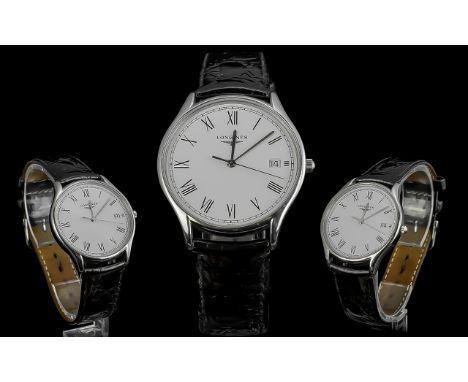 Longines - Lyre Stainless Steel Cased Gent's Wrist Watch, features Just date display window, seconds sweep, white dial, black