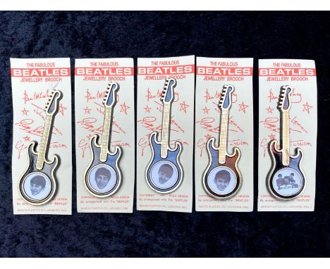 The Beatles Original 1960's Guitar Jewellery Brooch on Card - unused Near Mint. There are 5, one of each group member plus a 