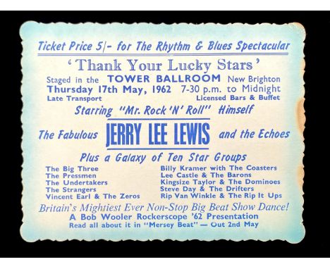 Jerry Lee Lewis Original Ticket - Unused 17.5.1962 for his show at New Brighton Tower Ballroom.