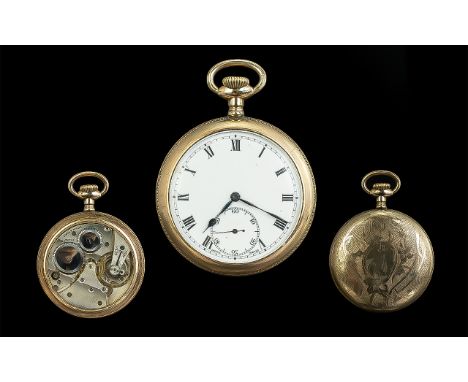 American Watch Company Gold Filled Keyless Open Faced Pocket Watch, Empress cases, circa 1900.  Features 15 jewels, screw bac