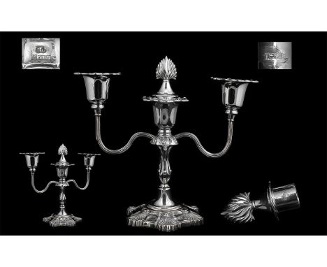 Elizabeth II - Superb Quality and Heavy Sterling Silver Candelabra of Pleasing Proportions and Design. Hallmark Birmingham 19