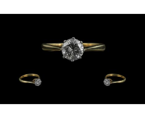 18ct Gold Excellent Quality Single Stone Diamond Set Ring, marked 18ct to interior of shank.  The round brilliant cut diamond