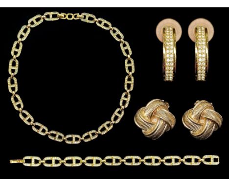 Excellent Set of Christian Dior Jewellery, In Christian Dior Box. Comprises Gold Colour and CZ's Necklace, Measures Approx 15