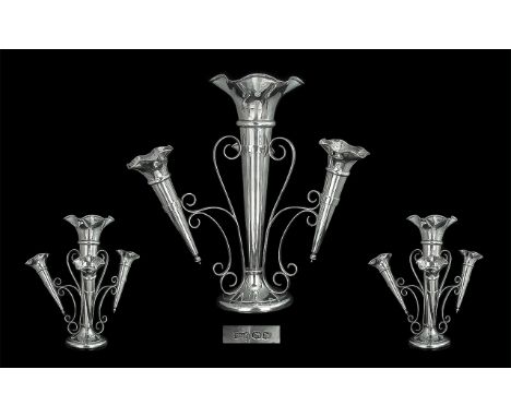 Walker &amp; Hall Large and Impressive Sterling Silver 4 Branch Epergne of Excellent Proportions. Hallmark Sheffield 1919, Ma