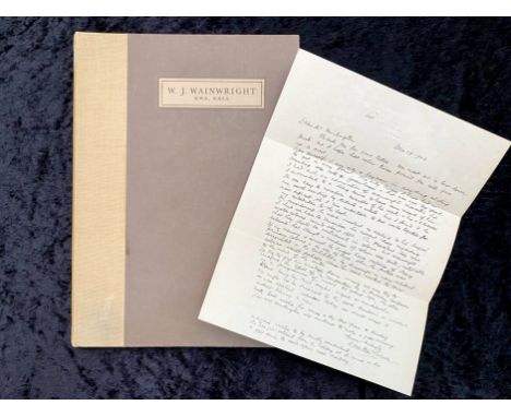 William John Wainwright (1855-1931) Book - First Edition - 'W.J.Wainwright' by Walter Turner. Published by Cornish Brothers L