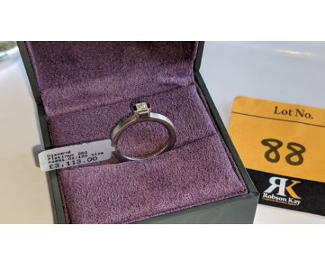 Platinum 950 &amp; diamond ring with 0.255ct F/VVS. RRP £3,113We have used a ring sizer mandrel to determine the inside diame