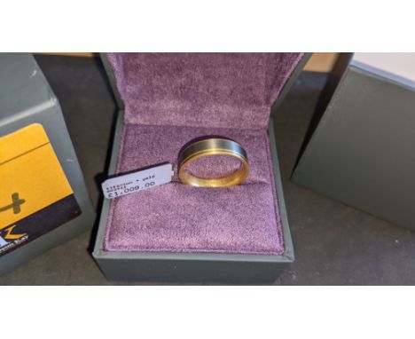 Titanium &amp; yellow gold ring RRP £1,009We have used a ring sizer mandrel to determine the inside diameter in mm of this ri