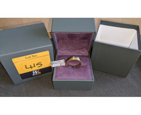 Titanium &amp; 18ct yellow gold 6mm ring RRP £988We have used a ring sizer mandrel to determine the inside diameter in mm of 