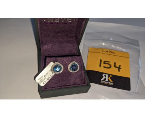 Pair of 18ct white gold, diamond &amp; topaz earrings RRP £1,611 NB. These earrings match the pendant that forms lot 155This 