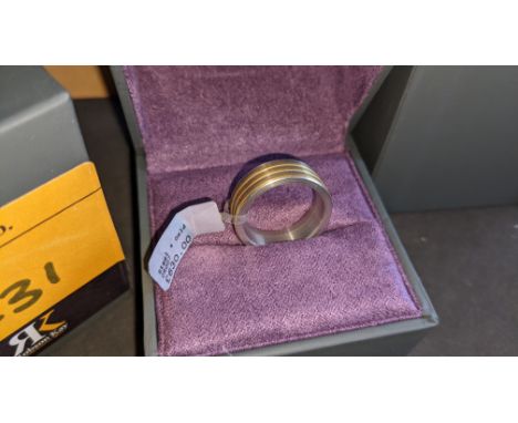 Steel &amp; 14ct yellow gold ring RRP £630We have used a ring sizer mandrel to determine the inside diameter in mm of this ri