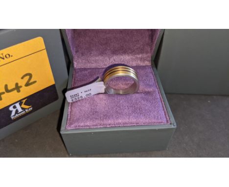 Steel &amp; 14ct yellow gold ring RRP £525We have used a ring sizer mandrel to determine the inside diameter in mm of this ri