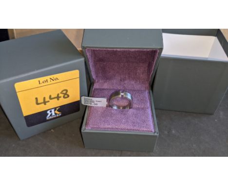 Diamond &amp; stainless steel ring RRP £475We have used a ring sizer mandrel to determine the inside diameter in mm of this r