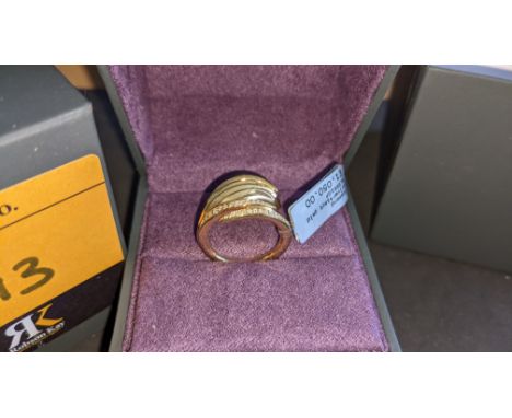 Shaun Leane 18ct yellow gold &amp; silver feather ring RRP £1,050We have used a ring sizer mandrel to determine the inside di