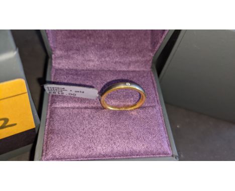 Diamond, titanium &amp; yellow gold ring RRP £812We have used a ring sizer mandrel to determine the inside diameter in mm of 