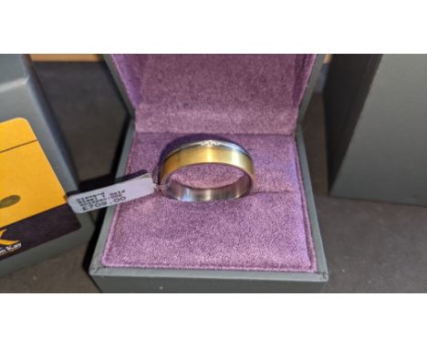 Diamond, steel &amp; yellow gold ring RRP £709We have used a ring sizer mandrel to determine the inside diameter in mm of thi