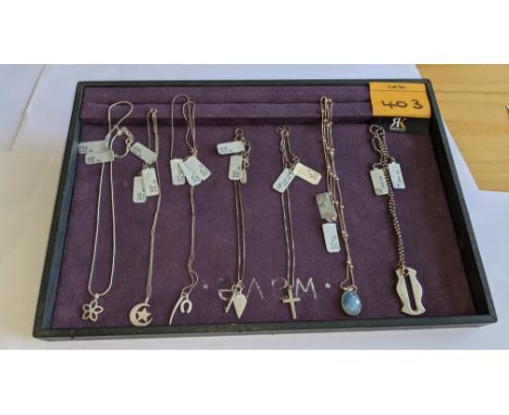 7 necklace &amp; pendant sets, comprising 7 necklaces &amp; 9 pendants.  Each necklace &amp; pendant is priced individually. 