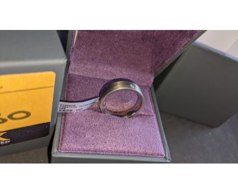 Titanium, platinum &amp; diamond ring RRP £658We have used a ring sizer mandrel to determine the inside diameter in mm of thi