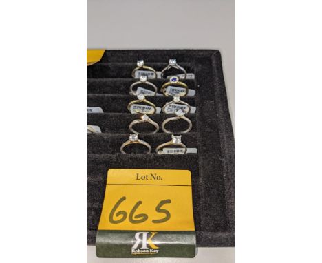 10 off assorted display/sample engagement rings. It is understood that these rings were used for display purposes &amp; are n