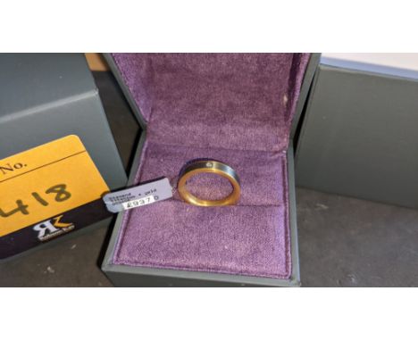 Diamond, titanium &amp; yellow gold ring RRP £937We have used a ring sizer mandrel to determine the inside diameter in mm of 