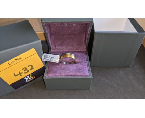 Diamond, steel &amp; yellow gold ring RRP £628We have used a ring sizer mandrel to determine the inside diameter in mm of thi