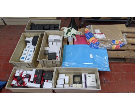 The contents of a pallet of miscellaneous packaging related &amp; other items including quantity of branded jewellery boxes, 