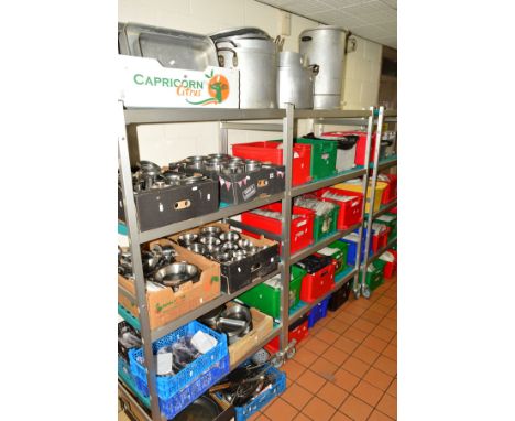 EXTENSIVE CATERING EQUIPMENT, to include stainless steel jugs, dishes, sauce boats, cutlery, ceramic plates, bowls, cups, sau
