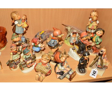 FIFTEEN HUMMEL FIGURES, to include 'Star Gazer' Hum132, 'Chimney Sweep' Hum12, 'Strolling Along' Hum5, 'Skier' Hum59, two 'Fa