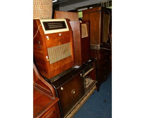 A BLAUPUNKT GRAMOPHONE, together with a Regentone walnut cased gramophone, an oak cased speaker and another gramophone (4)
