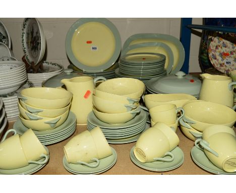 SPODE 'MEADOW SWEET' PART DINNER/TEA SERVICE, to include tureens, serving plates, soup bowls, dinner plates, side plates, cup