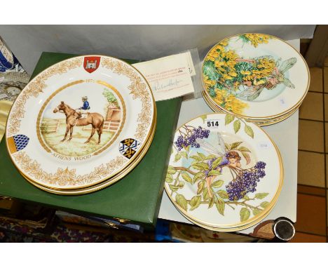 A SET OF EIGHT HEINRICH VILLEROY AND BOCH CABINET PLATES, 'Fairies of the Fields and Flowers', together with a Spode limited 