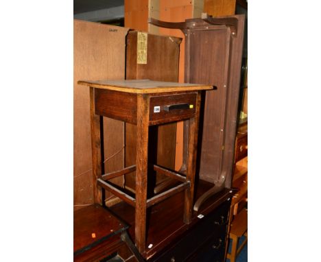 SEVEN VARIOUS PIECES OF OCCASIONAL FURNITURE to include a teak nest of three tables, three oak occasional tables, firescreen 