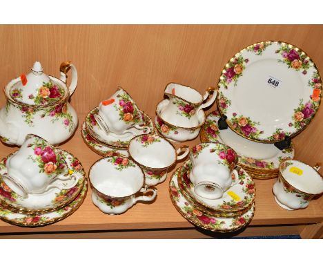 ROYAL ALBERT 'OLD COUNTRY ROSES' TEAWARES, to include teapot, milk jug, sugar bowl, six teacups, six saucers, six side plates