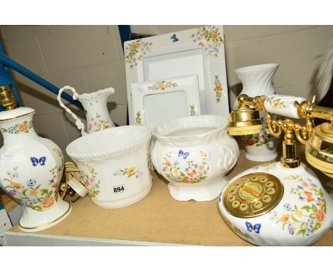 ANYSLEY 'COTTAGE GARDEN', to include jardinieres, telephone, photograph frames, pitcher and lamp base (8)