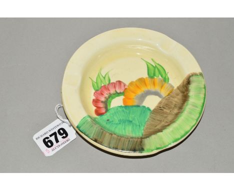 CLARICE CLIFF FOR WILKINSON LTD, an 'Avrea' ashtray, black backstamp, diameter 12.5cm