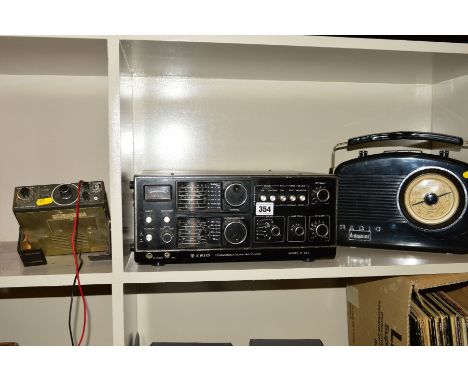 A TRIO R-300 HAM RADIO RECEIVER, a Cuna Search 9 CB radio receiver, a Steepletone Retro Radio, a Selina Vega Radio and a HMV 