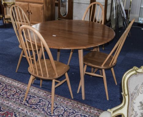 Ercol Drop Leaf Table Together With 4 Spindle Back Chairs 