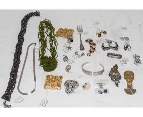 Collection Of Costume/Silver Jewellery, Comprising Bangle, Brooches, Buckle Earrings etc