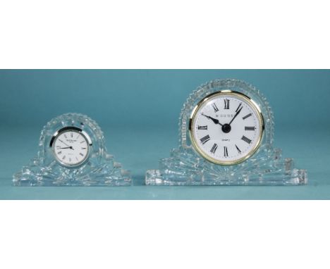 Waterford Cut Crystal Table Clock, 2.5 x 4 Inches + a Further Cut Crystal Select Table Clock, 3.75 x 5.5 Inches. Mint Conditi