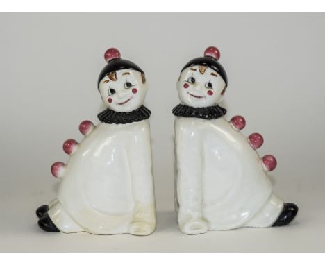 W. Goebel Excellent Pair of Early Hand Painted Novelty Figural Clowns. X5 133/A X5 133/B Numbers to Base. Each 6 Inches High,