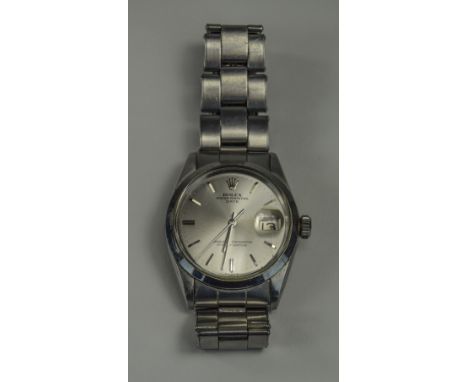 Rolex Oyster Perpetual Date c1967 Gents Rolex Oyster Chronometer Wristwatch Silver Dial With Date Aperture, Oyster Bracelet C